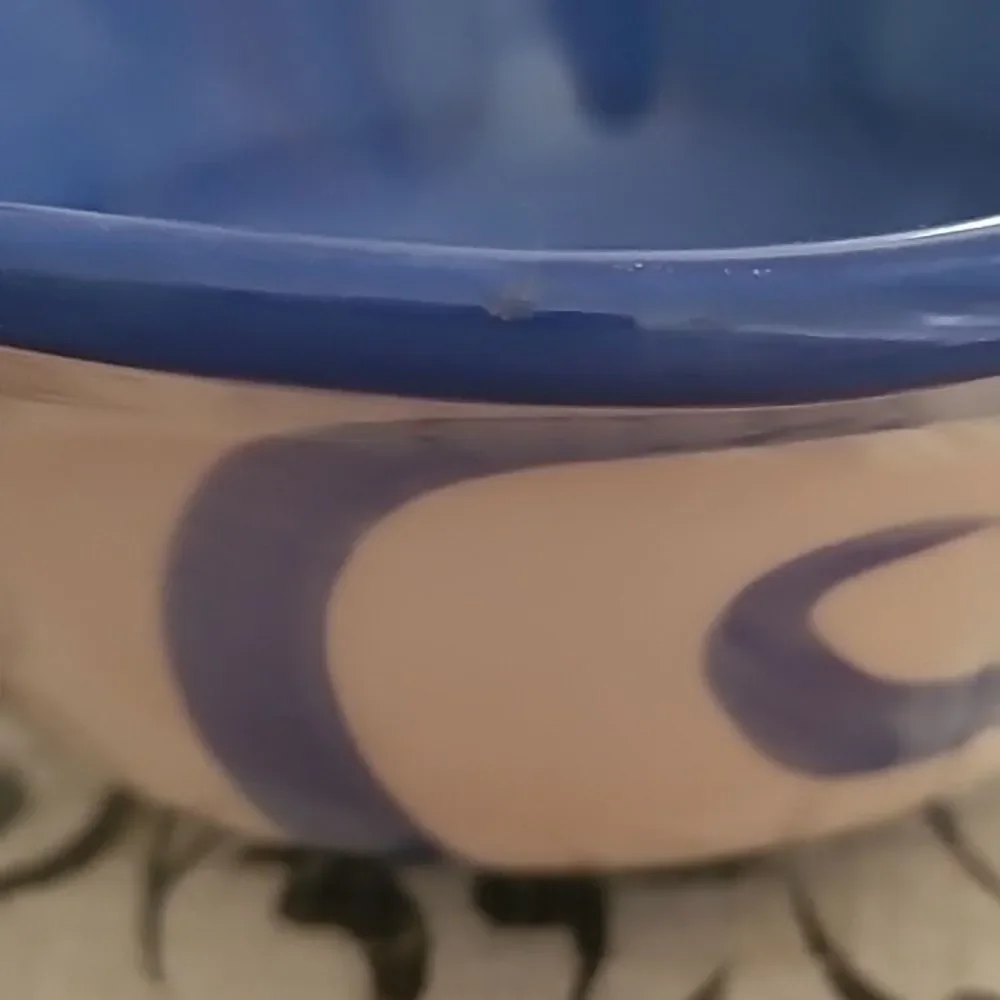 Gail Pittman Blue Ceramic Bowl with Swirl Design